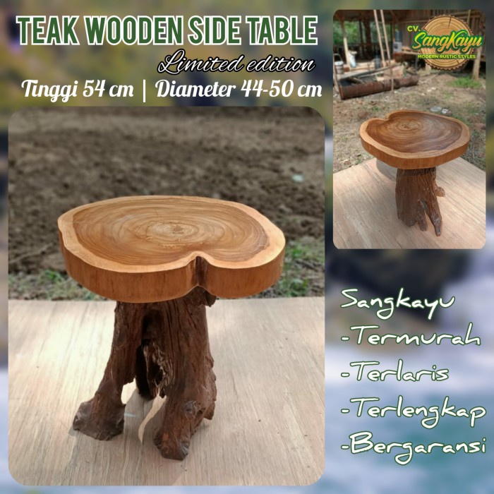 Meja kayu jati unik amazing teak wood wooden table Coffeetable side 13