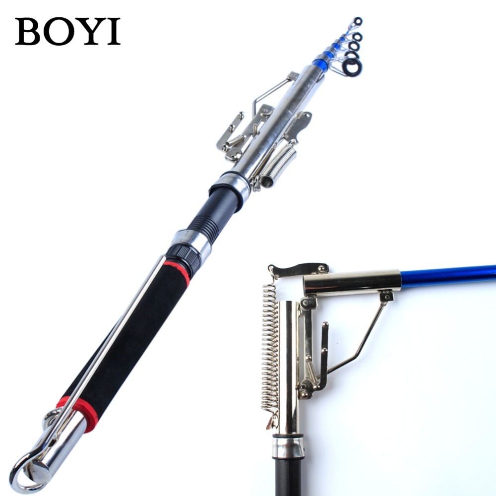 BOYI stik pancing tongkat pancing Joran Pancing Portable Otomatis Stainless 2.1M Tanpa Spool