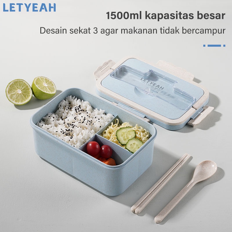 letyeah Lunch box jerami gandum 1500ML/ Bebas BPA
