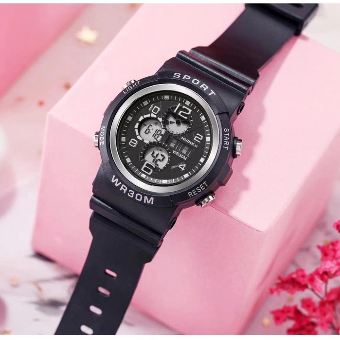 Rowling (Jam-39) Jam Tangan Wanita Sport Strap Rubber Tali Karet Pria Digital Wanita Dimater Besar unisex Import