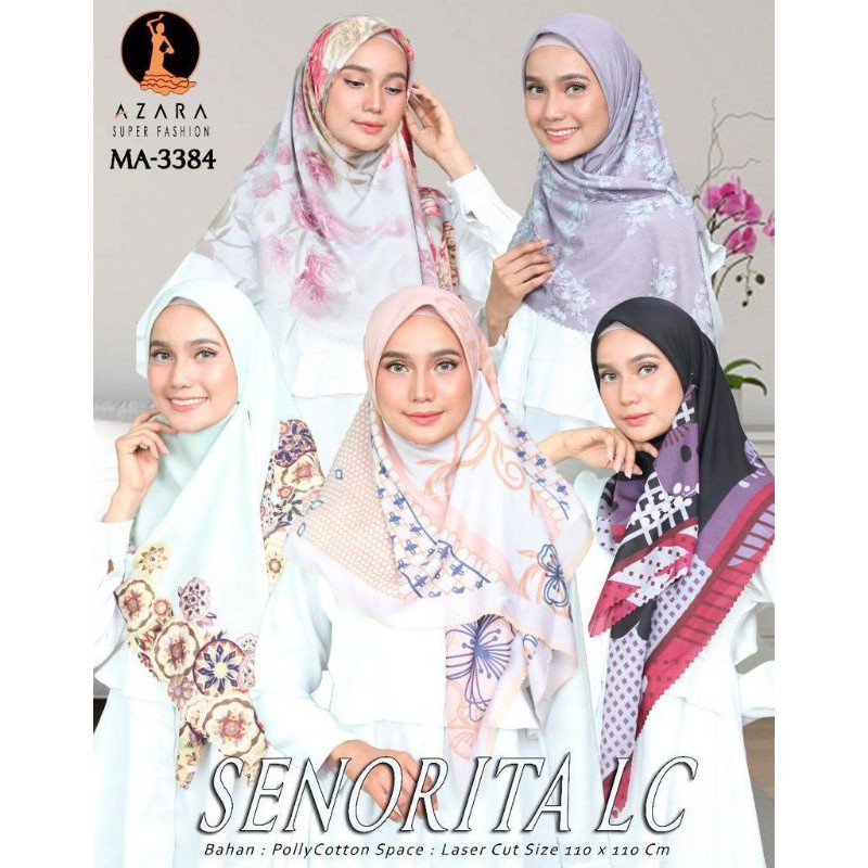 JILBAB HIJAB KERUDUNG SEGIEMPAT MOTIF AZARA SENORITA TERMURAH GROSIR MURAH (MINIMAL 10 Pcs)