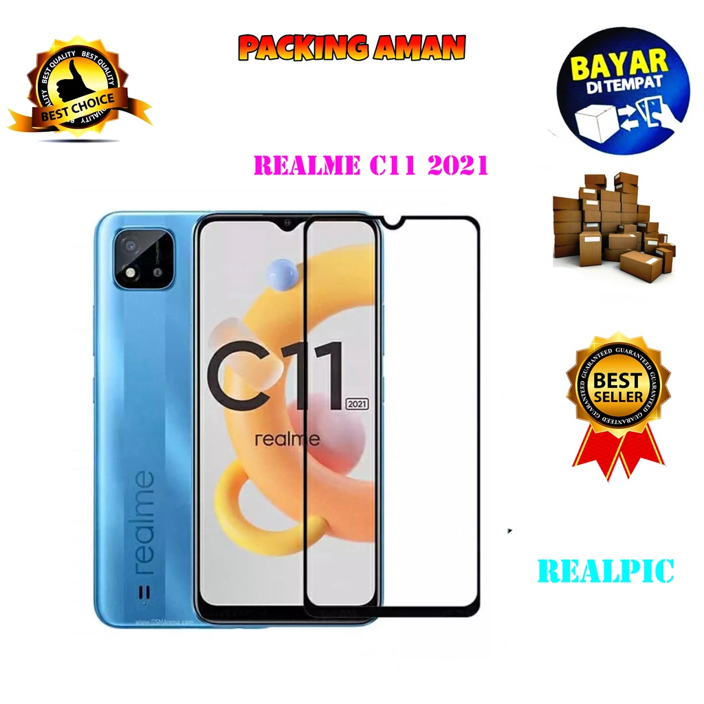 Tempered Glass Realme C11 2021 Full Cover / Full Screen Protector Anti Gores