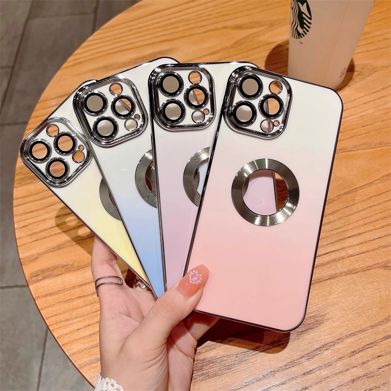 Soft case Pelindung Kamera Bahan TPU Warna Gradasi Untuk iphone 14 pro max 12 13 11 pro max X / Xs max XR 7plus / 8plus