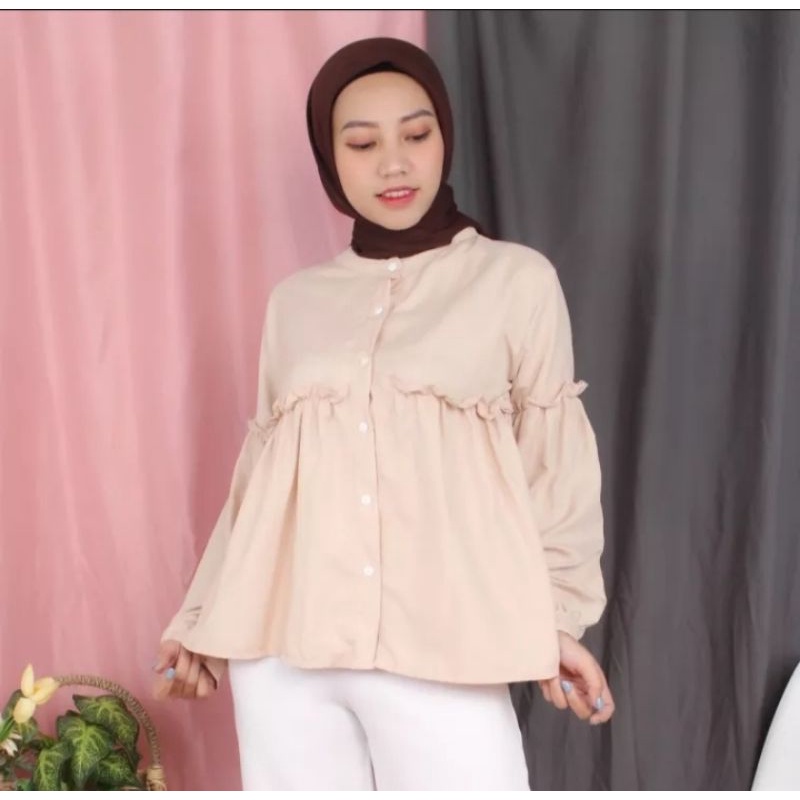 Dalova Blouse/ Atasan Kemeja Wanita/ Blouse Rempel Kekinian