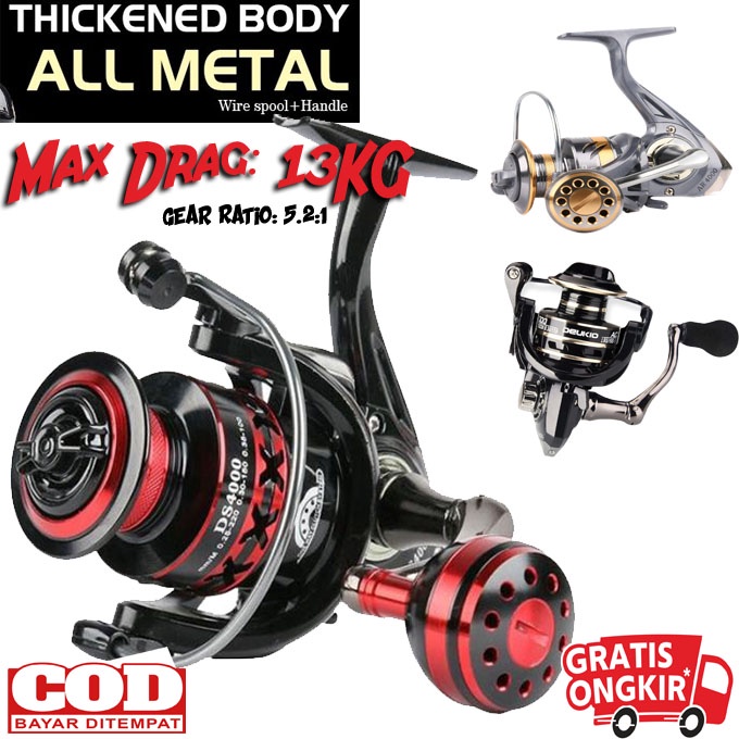 NS [bisa COD] Reel Pancing Spinning Fishing Reel DS2000 - AC2000 - AR2000 Reel 5.2:1 - 5.0:1 Gear Ratio - gulungan senar pancing - pemintalan senar pancing - Reel pancing murah berkualitas impor