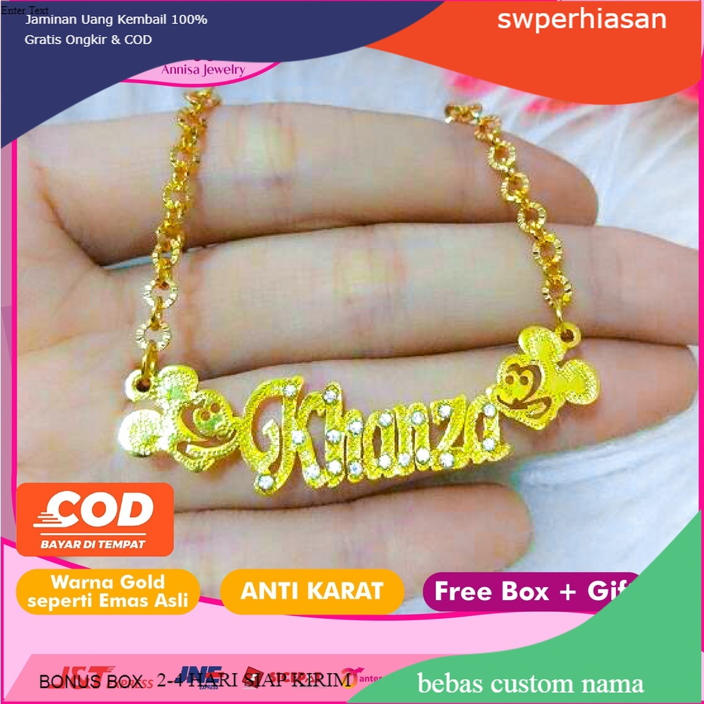 kalung nama miki mouse grafir permata