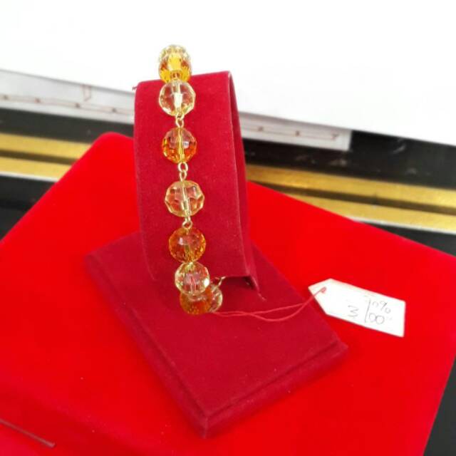 GL181H457H GELANG PERMATA KRISTAL KUNING EMAS KUNING PERHIASAN FASHION WANITA ANTIK BULAT NEW MODEL