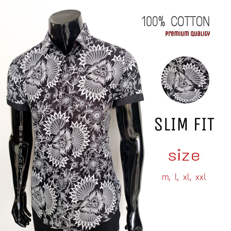 (GANBARU) BATIK KATUN LENGAN PENDEK PRIA BAHAN PREMIUM | KEMEJA PRIA BATIK ANAME MODERN SLIM FIT