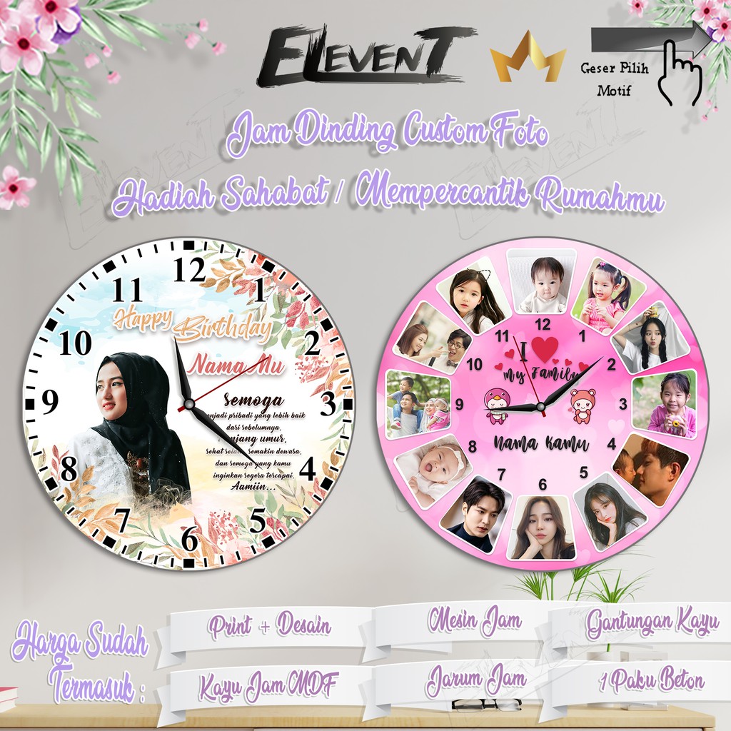 Unik Jam Foto Custom 30cm Kado Hadiah Happy Wedding Birthday Graduation Hadiah Anniversary Kado Pernikahan Custom Foto Hadiah Ulang Tahun Kado Sahabat Wisuda Graduation Pernikahan Ulang Tahun Ultah Panjangan Dinding walldecor rumah menarik Murah