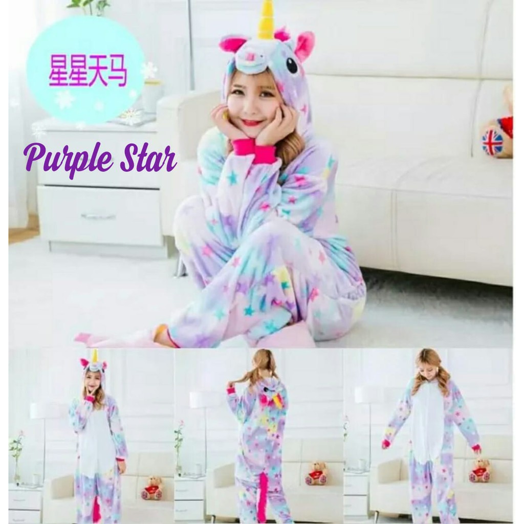 Piyama Onesie Unicorn Kigurumi Unisex Kostum Costume Cosplay Baju Tidur Dewasa Shopee Indonesia