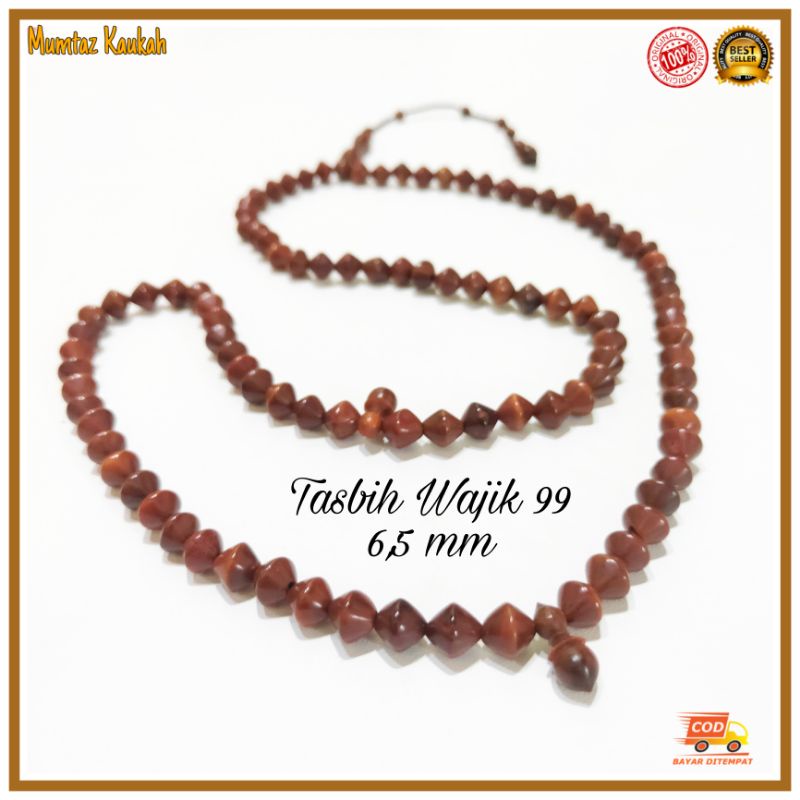 Tasbih kauka kaukah 99 wajik 6,5 mm coklat original kokka koka kaokah kauka