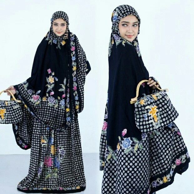 mukena batik encim khusus hitam Al fariz