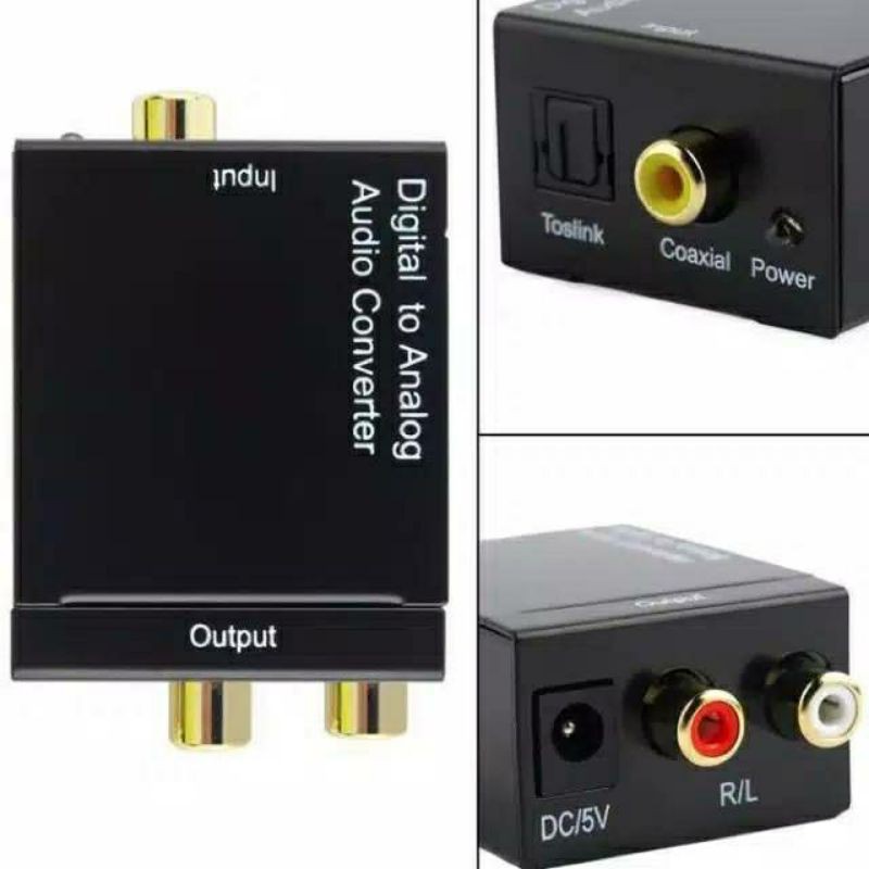 Paket digital optic to analog RCA audio converter plus kabel toslink 1.5m L/R Mysunstore