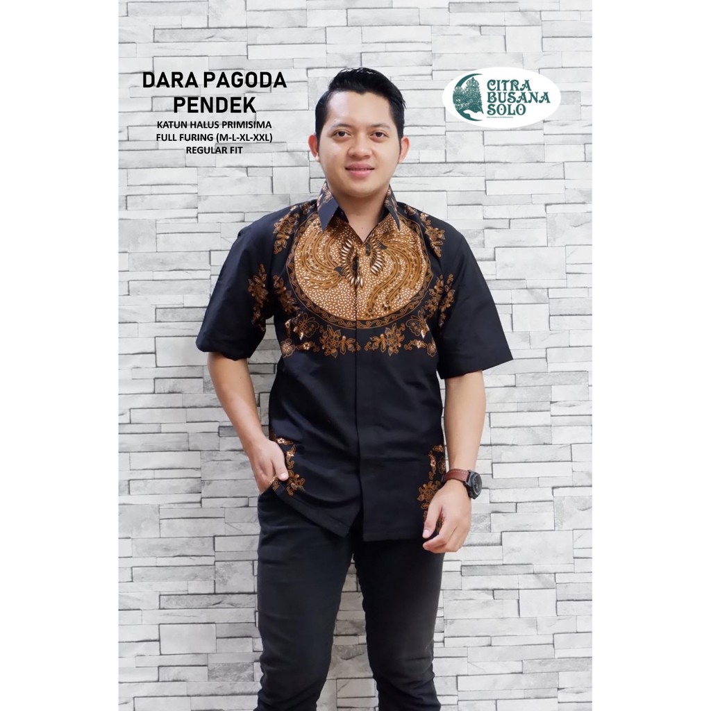 DARA PAGODA PENDEK Kemeja Batik Pria Full Furing Bahan Katun Primisima