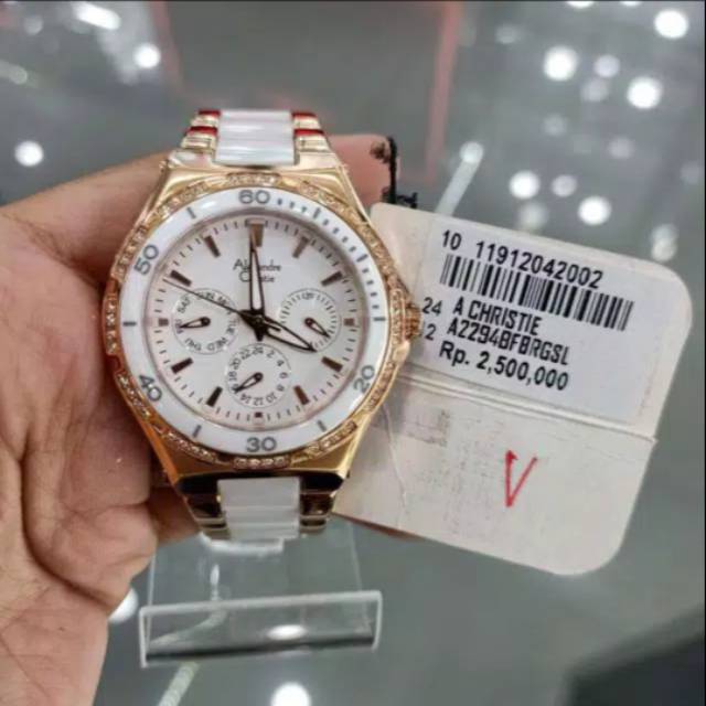 JAM TANGAN WANITA ALEXANDRE CGRISTIE 2294 AC2294 WHITE ROSE GOLD