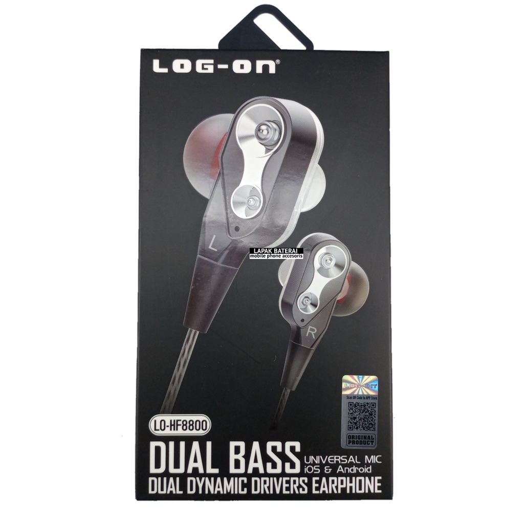 LOG - ON in ear EARPHONE DUAL DYNAMIC DRIVER / DUAL BASS - HF8800 headset handsfree