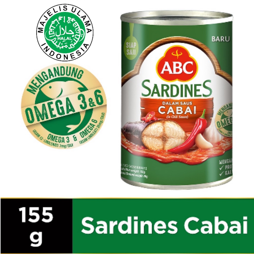 

ABC Sarden Kaleng Saus Cabai Pedas 155gr asli