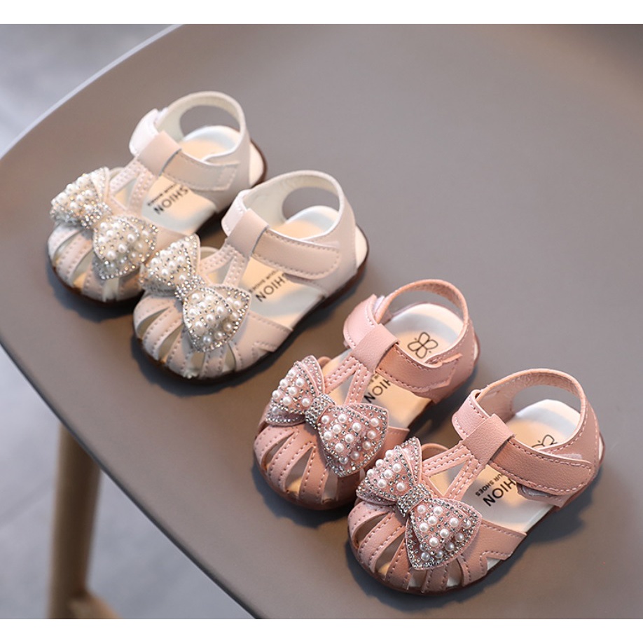 A10-Sepatu bayi anak  motif pita permata