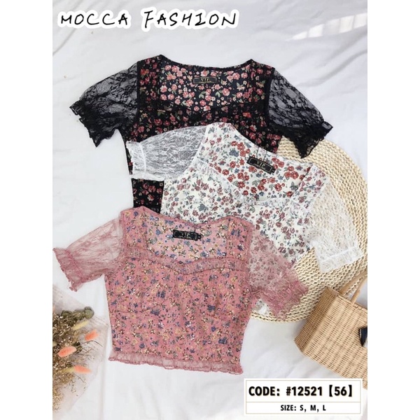 Baju Atasan renda-renda motif bunga | Baju Cropty | Baju malaysia