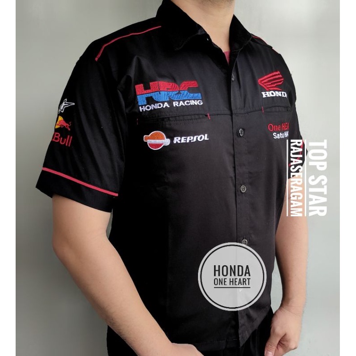 Baju Kemeja Seragam Otomotif Honda One Heart Moto GP Kemeja Bordir F1