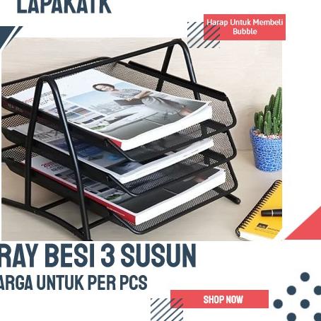 

[KODE EV7KK] Rak besi / dokumen Kertas besi 3 susun / Tray besi 3 susun