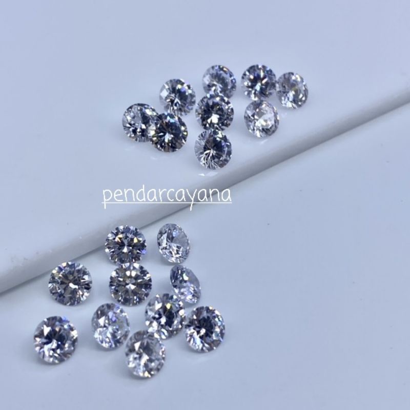 batu permata sirkon AAA / A3 cubic zirconia 7.50 mm - 13.00 mm bulat putih