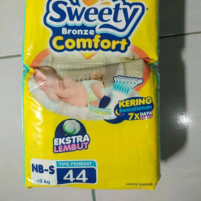 SWEETY BRONZE COMFORT NB S44 (TYPE PEREKAT) SWEETY BRONZE EXTRA KERING SWEETY NEW BORN BABY PAMPERS*