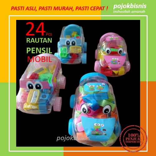 RAUTAN / SERUTAN PENSIL TOPLES MOBIL ISI 24 PCS