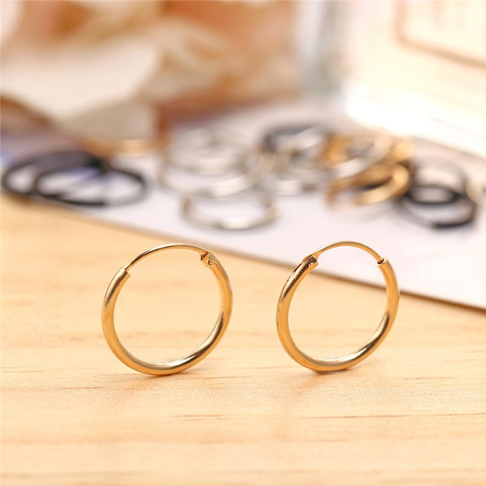 Rebuy Hoop Earrings Wanita Anting Perak Lingkaran Kecil Gaya Punk 3ukuran Perhiasan Fashion