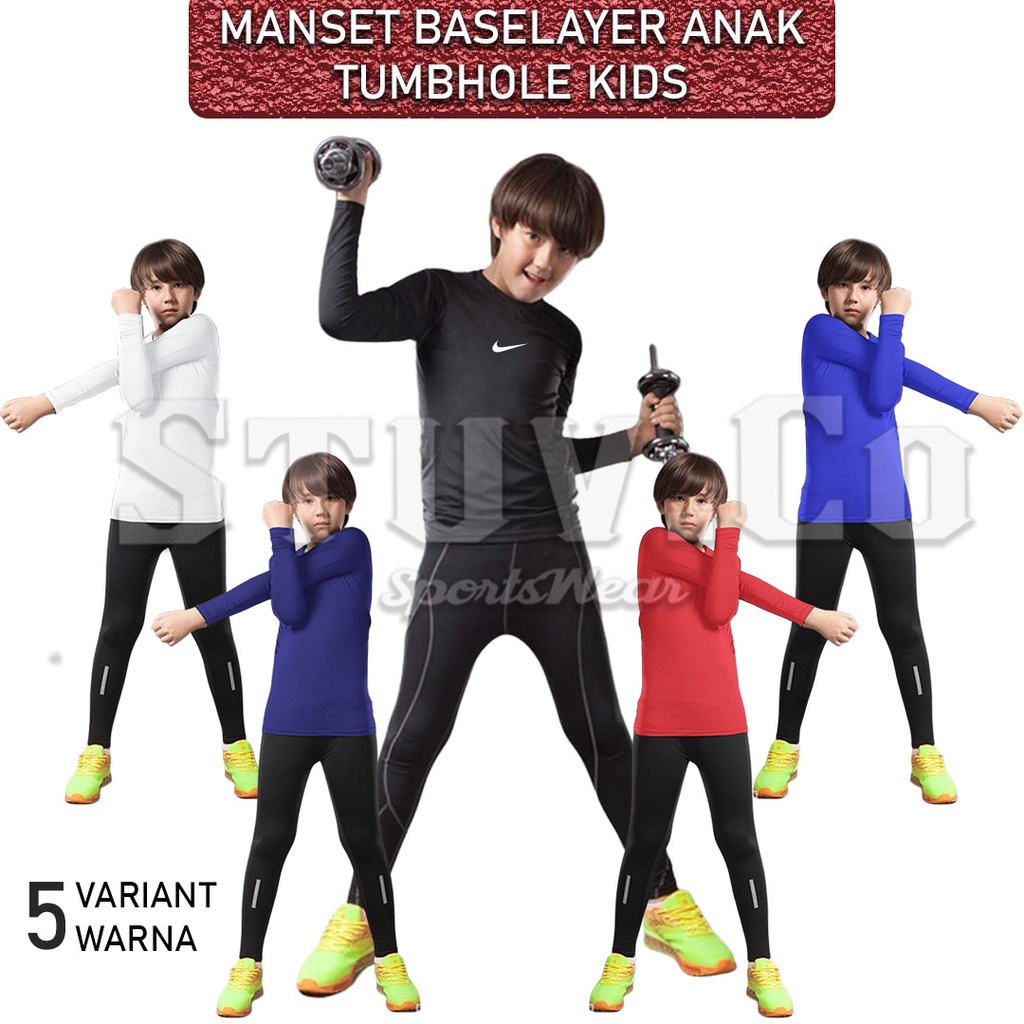 KIDS BASELAYER LONGSLEEVE THUMBHOLE MANSET OLAHRAGA ANAK JARI KIDS