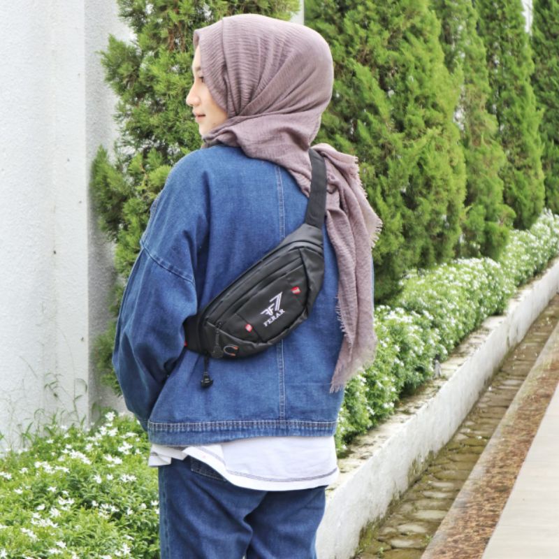 Tas selempang pria wanita Ferar waterproof Dofou/Tas waistbag pria wanita anti air