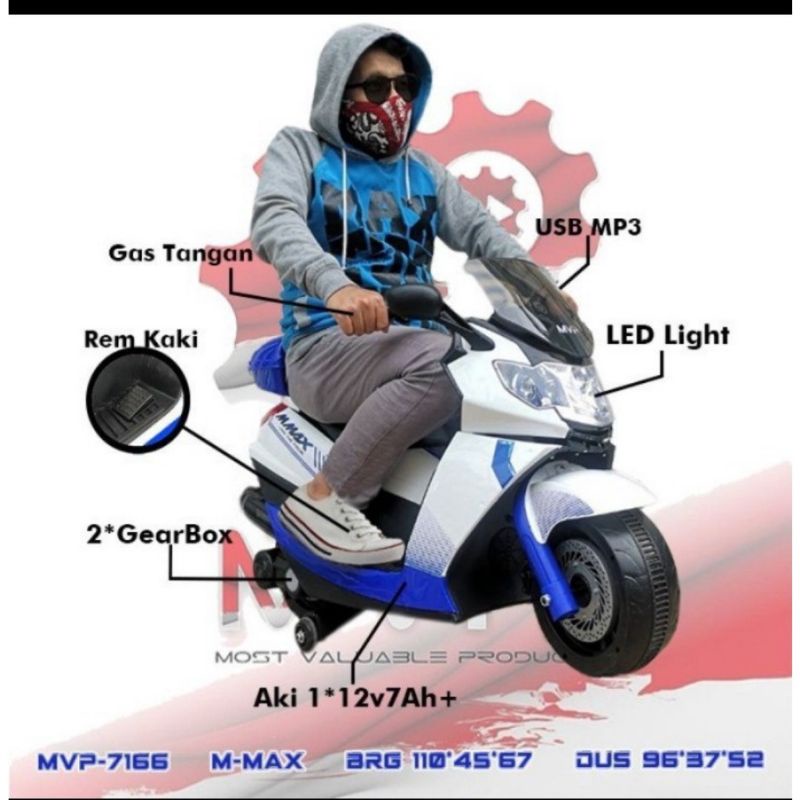 Motor Mainan Aki Cas Anak Gas Tangan, MVP 7166