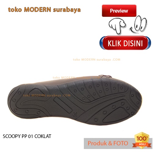 Sepatu wanita casual kerja sekolah slip on flat SCOOPY PP 01 COKLAT