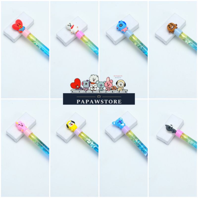 

Pena Air Ballpoint Glitter BTS/BT21 Lucu Multifungsi KPop Bangtan Army