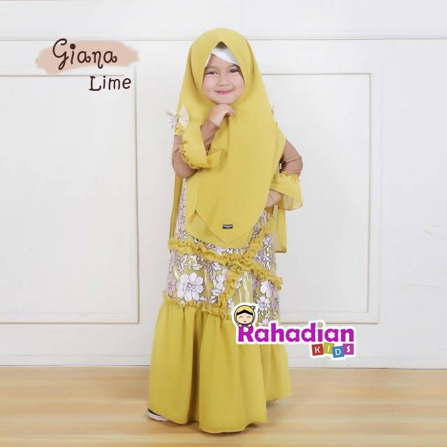 Gamis anak cantik edisi Idul.Adha GIANA lime