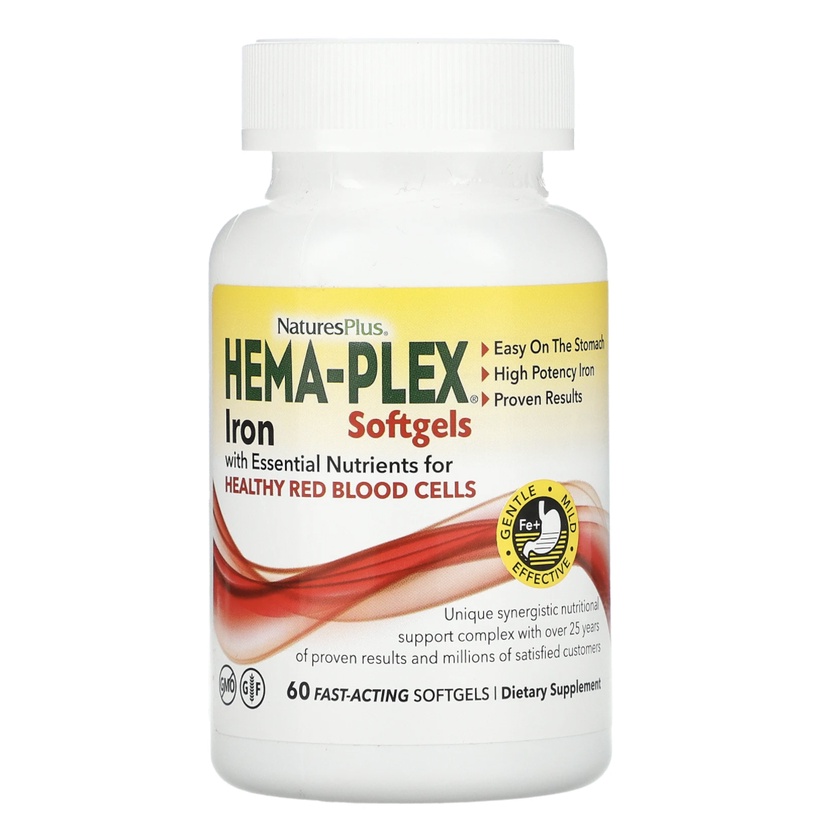 Nature's Plus Hema Plex Iron 85 mg 60 fast-acting softgel | Suplemen penambah darah anemia