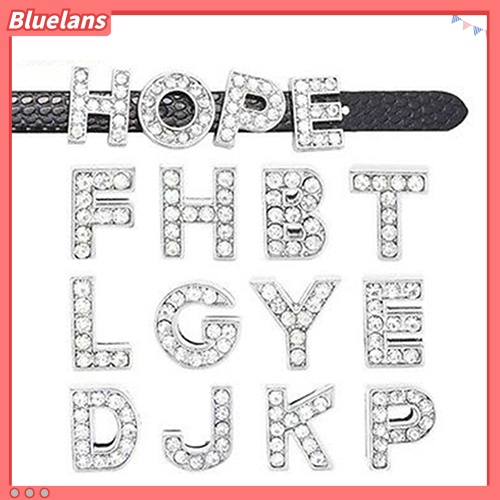 Bluelans 10Pcs A-Z 8mm Rhinestone Slide Letter Charm DIY for Leather Name Bracelet Belt