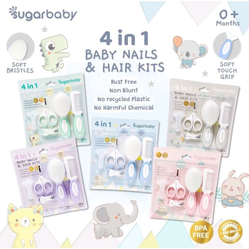 SUGARBABY 4in1 Baby Nails &amp; Hair Kits (Perlengkapan perawatan kuku &amp; rambut bayi)