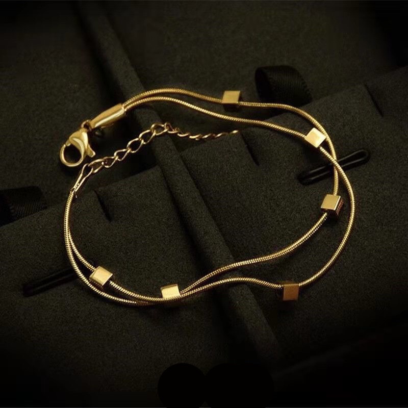 Gelang Titanium Kotak 2 Layer Trending Premium Vintage Korea Style