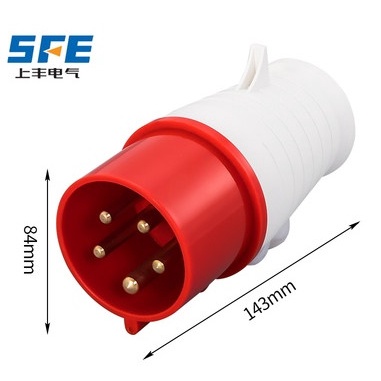 Plug Mounting Male Steker Industri Untuk 3 Phase 5 Pin 32 Ampere