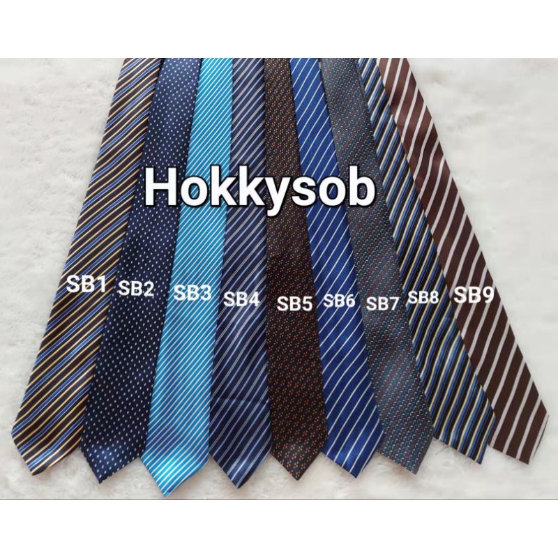 Dasi panjang biru corak garis putih silver 3inch 8cm seragam kantor wedding wisuda acara