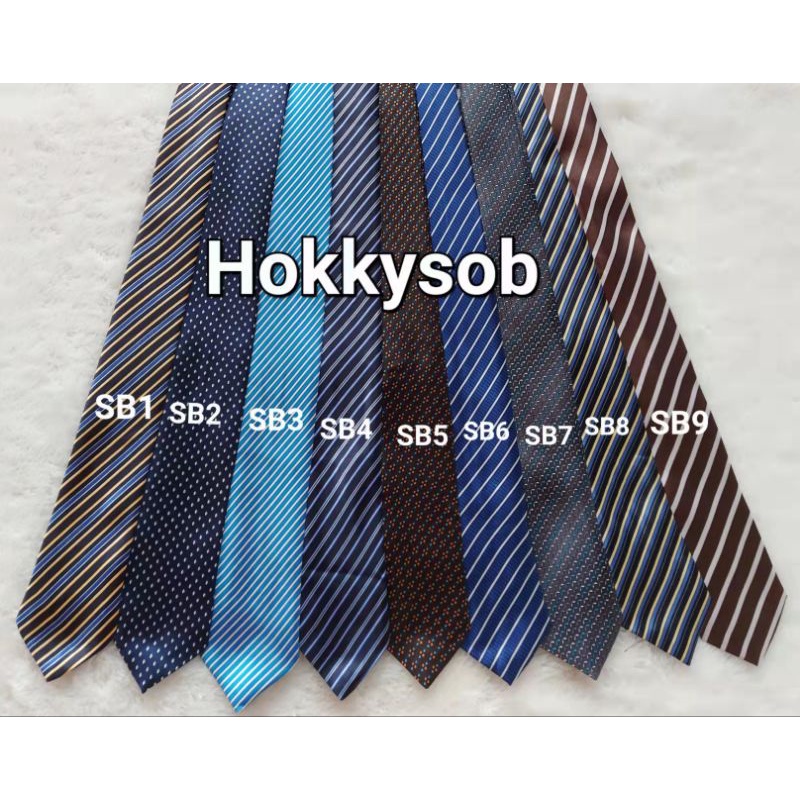 Dasi biru motif garis putih silver kotak polkadot 3inch 8cm bahan import untuk acara wedding seragam kantor wisuda prewedding dasi hitam garis dan lain-lain