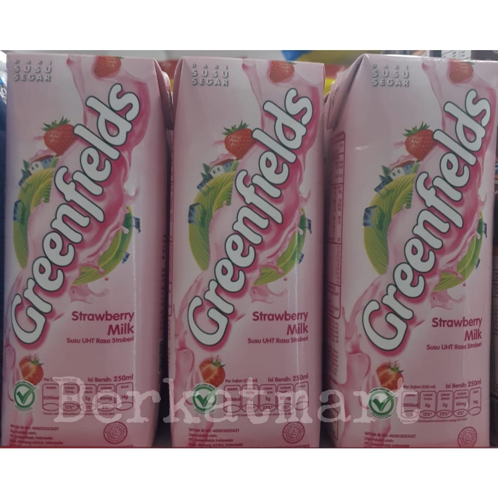 SUSU GREENFIELDS UHT MILK 250ML - STRAWBERRY STROBERI