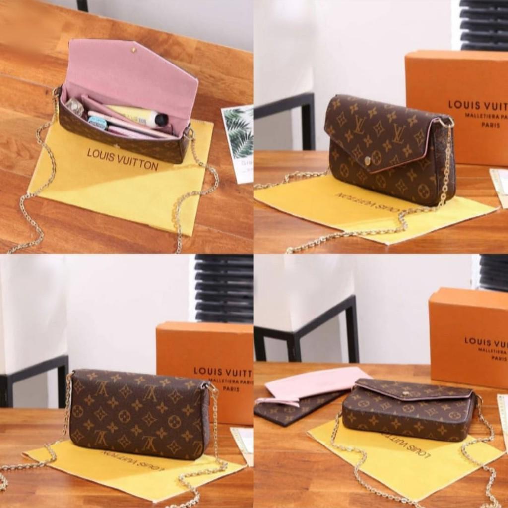 L Vuitton  Fellice Pochette 2581-1 (Free Box+Invoice +DustBag+Bubblewrap)