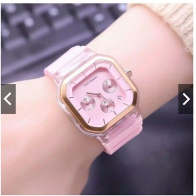 (SS) JAM TANGAN WANITA CASE KOTAK STRAP RUBBER CRONO TIGA OFF HP-35