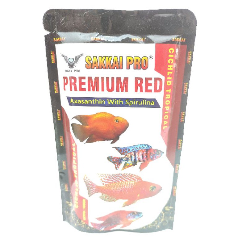 Makanan ikan CICHLID SAKKAI PRO PREMIUM RED, BLUE, YELLOW 100GR