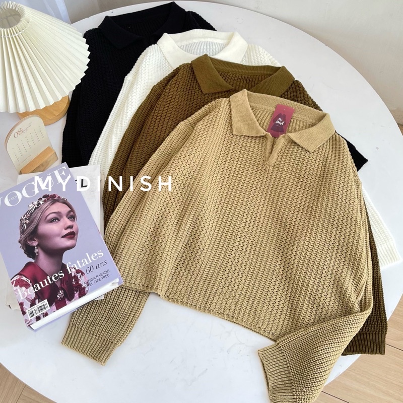 Annona Crop Blouse - Atasan Blouse Wanita Berkerah Polo