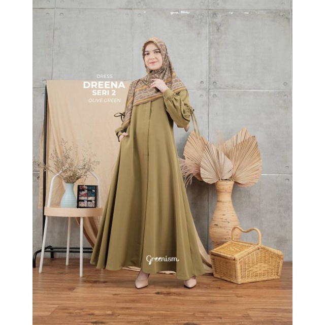 DREENA DRESS BY GREENISM ORIGINAL GAMIS WANITA DRESS MUSLIM BUSUI GAMIS STYLISH