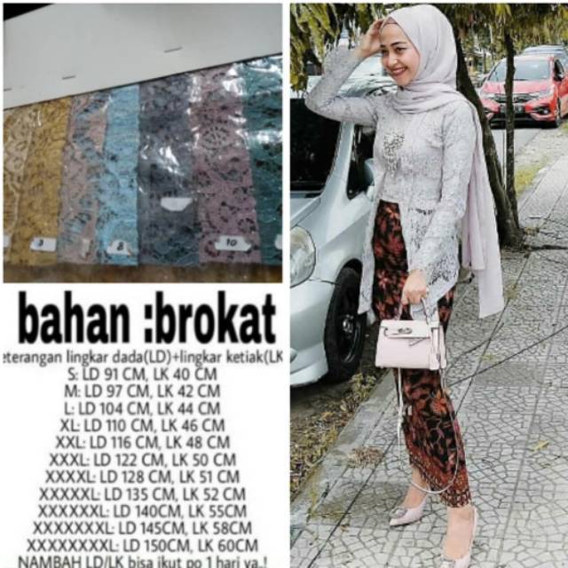 Kebaya kutubaru Kartini brukat wisuda jumbo bigsize murah ld 150
