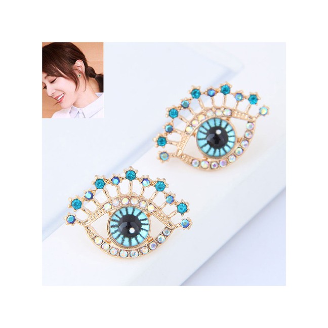 LRC Anting Tusuk Simple Blue Eye Shape Decorated A56569